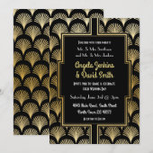 Invitation Ventilateur Art déco de l'or noir des années 1920 (Devant / Derrière)