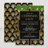 Invitation Ventilateur d'or de Noël Art déco des années 1920 (Devant / Derrière)