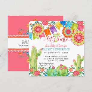 Invitation Ventilateur Papier Fille Baby shower Fiesta Margar