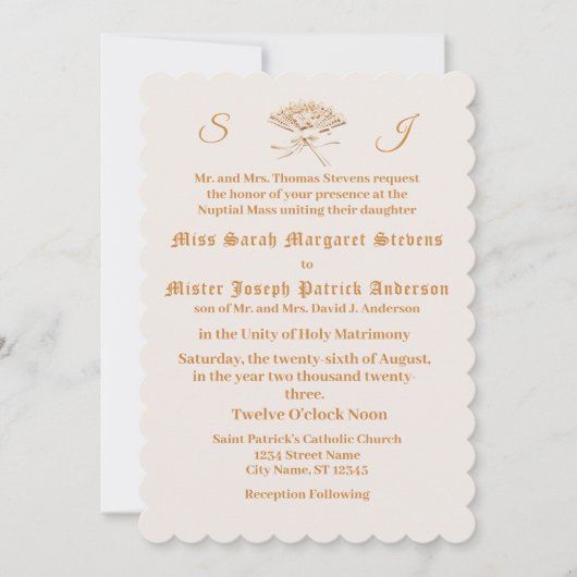 Invitation Ventilateur victorien monogramme (Devant)