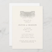 Invitation Venue Illustration Old Money Aesthetic, Wedding  (Devant / Derrière)
