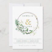Invitation Verdure All-in1 Verte Wreath QR Code Mariage (Devant)