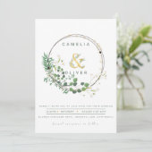 Invitation Verdure All-in1 Verte Wreath QR Code Mariage (Debout devant)