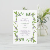 Invitation Verdure aquarelle avec Mariage d'accents violets (Debout devant)