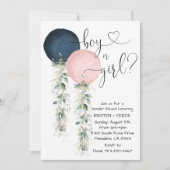 Invitation Verdure Aquarelle Ballons Révélation de genre (Devant)