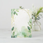 Invitation Verdure aquarelle et Mariage blanc or (Debout devant)