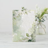 Invitation Verdure aquarelle et Mariage blanc or (Debout devant)