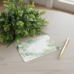 Invitation Verdure aquarelle et Mariage blanc or