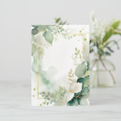 Invitation Verdure aquarelle et Mariage blanc or (Debout devant)