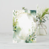 Invitation Verdure aquarelle et Mariage blanc or (Debout devant)