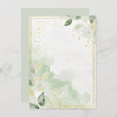 Invitation Verdure aquarelle et Mariage blanc or (Devant / Derrière)