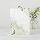 Invitation Verdure aquarelle et Mariage blanc or (Debout devant)