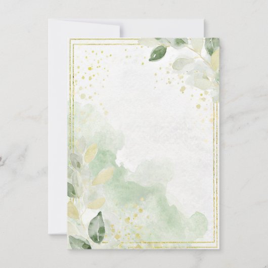 Invitation Verdure aquarelle et Mariage blanc or (Devant)