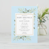 Invitation Verdure Aquarelle Feuilles Baby Boy Sprinkle (Debout devant)