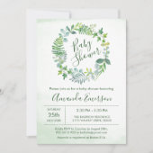 Invitation Verdure Aquarelle Foliage Baby shower botanique (Devant)