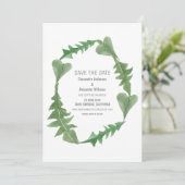 Invitation Verdure Aquarelle Foliage Enregistrer la date Invi (Debout devant)