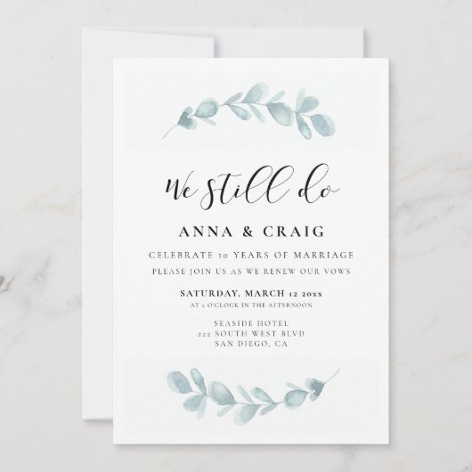 Invitation Verdure aquarelle Nous faisons encore Vow renouvel (Devant)