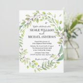Invitation Verdure Aquarelle rustique WREATH MARIAGE de feuil (Debout devant)