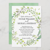 Invitation Verdure Aquarelle rustique WREATH MARIAGE de feuil (Devant / Derrière)