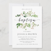 Invitation Verdure Baptême aquarelle Baptême (Devant)