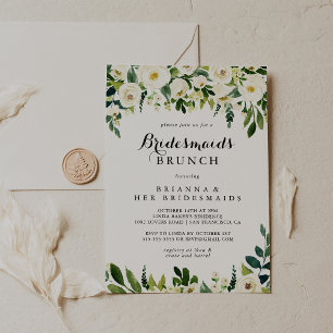 Invitation Verdure Blanc Floral Bridesmaids Brunch Douche
