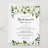 Invitation Verdure Blanc Floral Bridesmaids Brunch Douche (Devant)