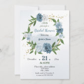 Invitation verdure bleue couronnes botaniques douche nuptiale (Devant)