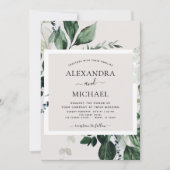 Invitation Verdure botanique Aquarelle Mariage élégant (Devant)