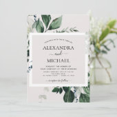 Invitation Verdure botanique Aquarelle Mariage élégant (Debout devant)