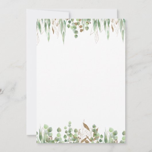 Invitation Verdure botanique Aquarelle Mariage or (Dos)