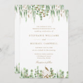 Invitation Verdure botanique Aquarelle Mariage or (Devant / Derrière)