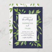 Invitation Verdure botanique Aquarelle Petite Mariage (Devant / Derrière)