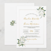 Invitation Verdure botanique élégante n Mariage floral or 2 (Devant / Derrière)