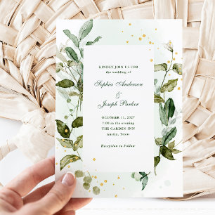 Invitation Verdure botanique et Accents or   Mariage