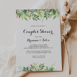 Invitation Verdure Botanique Feuillage Couples Douche