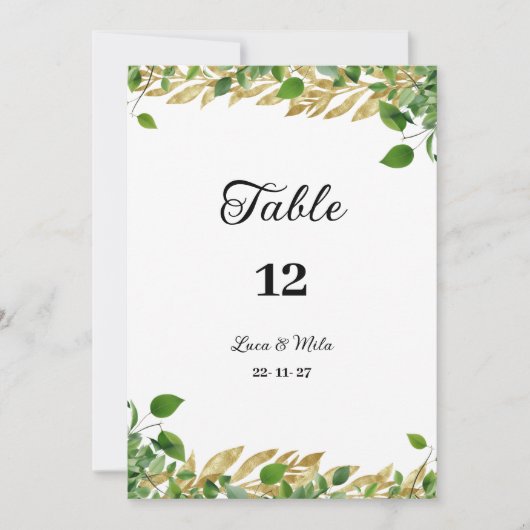 Invitation Verdure botanique feuillage doré Nombre de tableau (Devant)