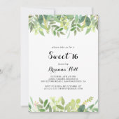 Invitation Verdure Botanique Feuillage doux 16 Anniversaire F (Devant)