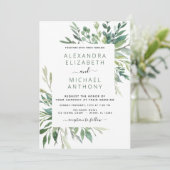 Invitation Verdure botanique Foliage Aquarelle Mariage Invi (Debout devant)