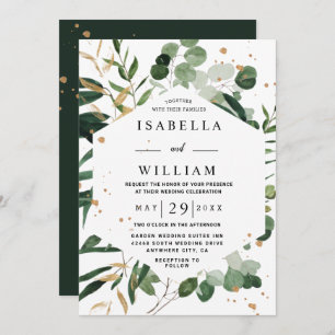 Invitation Verdure botanique Mariage d'Eucalyptus d'or modern