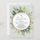 Invitation Verdure botanique moderne Baptême de la couronne d (Devant)