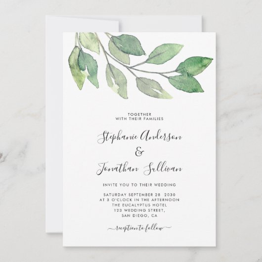 Invitation Verdure botanique rustique (Devant)