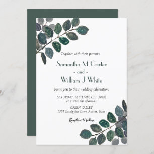 Invitation Verdure botanique rustique Eucalyptus