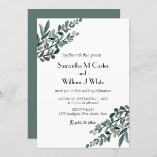 Invitation Verdure botanique rustique Eucalyptus