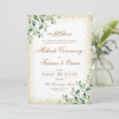 Invitation Verdure Cadre Or Feuille Cérémonie islamique Mehnd (Debout devant)