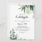 Invitation Verdure Calligraphie moderne Fêtons la fête (Devant)