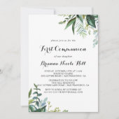 Invitation Verdure Calligraphie moderne Première communion (Devant)