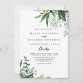 Invitation Verdure classique Feuille tropical Mariage espagno (Devant)