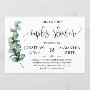 Invitation Verdure Couples Douche minimaliste Mariage moderne