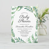Invitation Verdure couronne Baby shower botanique moderne (Debout devant)