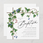 Invitation Verdure Croix Baptême Couverte Baptême (Devant / Derrière)